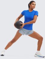 CRZ YOGA Seamless Workout Tops for Women Short Sleeve Athletic Tees Breathable Gym Running Yoga Shirts - Image 3
