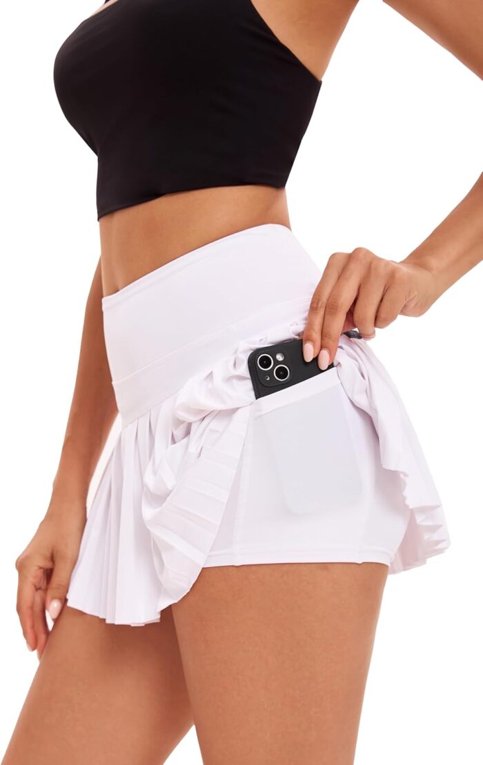 Yknktstc Women Tennis Skirt with Pocket Pleated Golf Skort Active Workout Running Athletic Shorts - Image 3