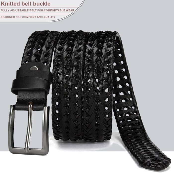 Leather Braided Belts Men Golf Belt 1 3/8" Woven Belt Casual Jeans Gift Box - Image 4