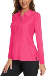 Viracy Womens Golf Shirt UPF50+ Sun Protection Long Sleeve 1/4 Zip Up Polo Workout Tops Fast Dry Fit Moisture Wicking