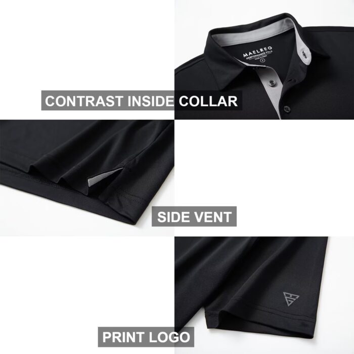 Mens Golf Shirt Short and Long Sleeve Moisture Wicking Dry Fit Performance Solid Casual Pique Golf Polo Shirts for Men - Image 4
