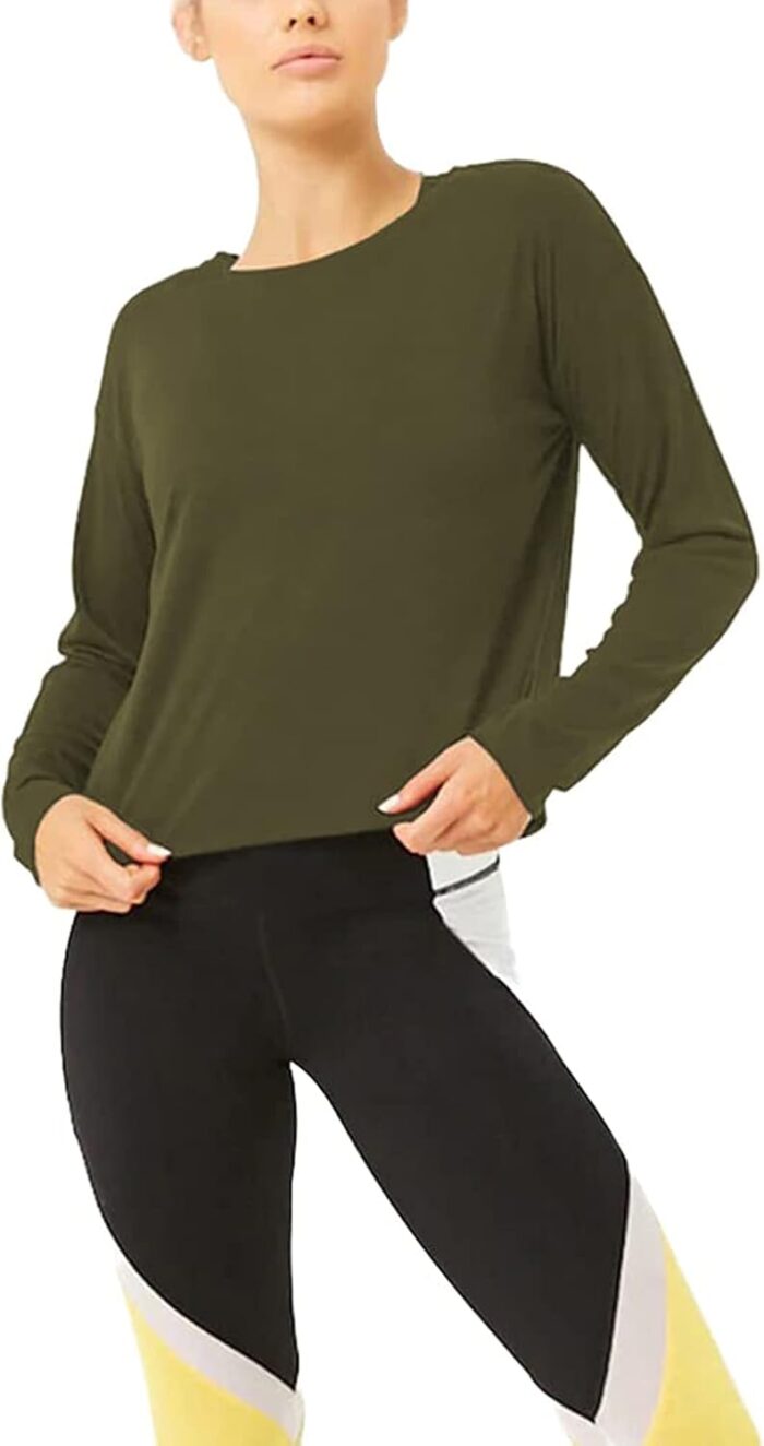 Bestisun Long Sleeve Workout Shirts Yoga Dance Tops Open Back Athletic Clothes for Women - Image 2