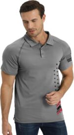 H HYFOL Short Sleeve Polo Shirts for Men Graphic Stretch Casual American Patriotic Raglan Golf Polos for Men - Image 5