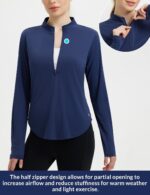 baleaf Women's Sun Shirts UPF50+ Half 1/4 Zip Shirt Rash Guard Long Sleeves SPF Lightweight Clothing UV Protection Hiking Top - Image 4