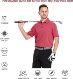 Mens Golf Shirt Short and Long Sleeve Moisture Wicking Dry Fit Performance Solid Casual Pique Golf Polo Shirts for Men - Image 5