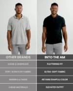 INTO THE AM Polo Shirts for Men - Slim Fit Short Sleeve Collared Shirt S - 4XL Fitted Collar Polos for Work - Image 4
