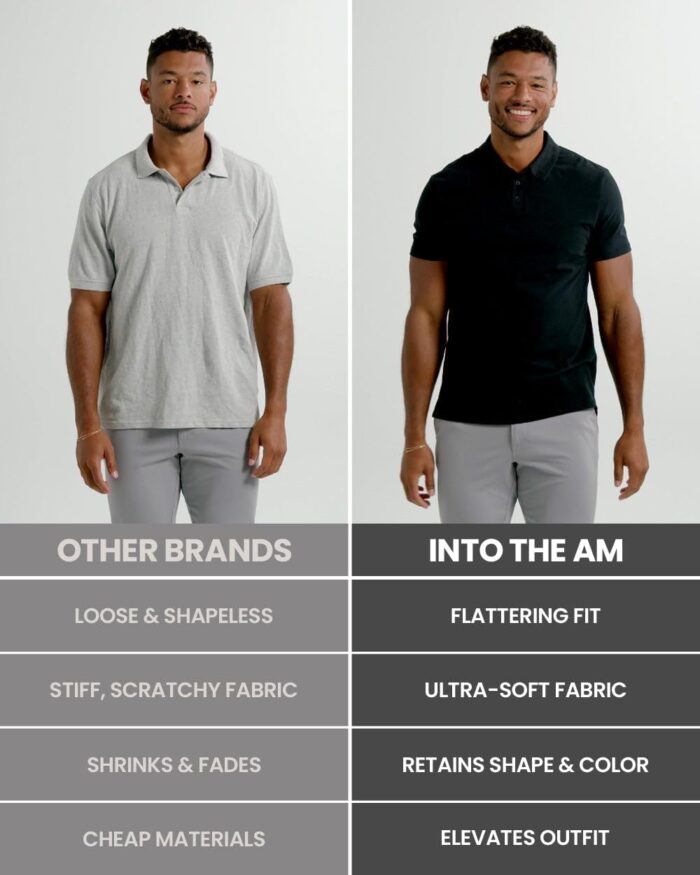 INTO THE AM Polo Shirts for Men - Slim Fit Short Sleeve Collared Shirt S - 4XL Fitted Collar Polos for Work - Image 4