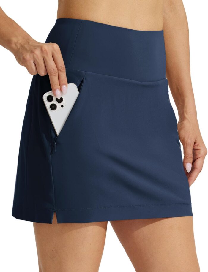 Willit Women's Golf Skirts Zipper Pockets High Waisted Stretchy Skorts Quick Dry Athletic Tennis Casual Skorts - Image 1
