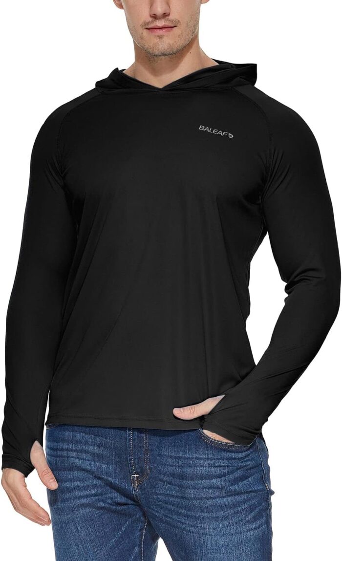 baleaf Men's Sun Protection Hoodie Shirt UPF 50+ Long Sleeve UV SPF T-Shirts Rash Guard Fishing Swimming Lightweight - Image 1