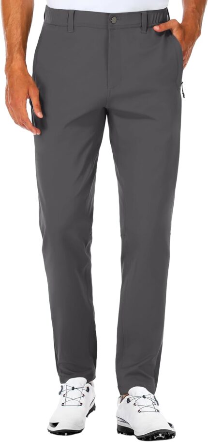 SPECIALMAGIC Golf Pants Men Stretch Slim fit Hiking Pants Lightweight Dress Casual Tapered Zipper Pockets