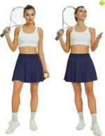 Womens Pleated Tennis Skirts with Pocket Shorts High Waisted Skorts Lightweight Golf Skirt Flowy Athletic Skort - Image 4