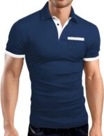 LOGEEYAR Men Polo Shirt Slim Fit Short Sleeve Cotton Golf Shirt Solid Performance Casual T-Shirts