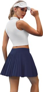 Womens Pleated Tennis Skirts with Pocket Shorts High Waisted Skorts Lightweight Golf Skirt Flowy Athletic Skort - Image 3