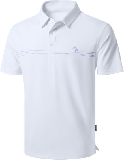 Men's Golf Shirts Dry Fit Moisture Wicking Performance Short Sleeve Collared Polo Shirts for Casual Athletic Business