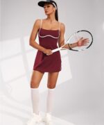 Move With You Womens Workout Tennis Dress with Built-in Bra & Shorts Pockets Sleeveless Exercise Golf Dresses - Image 3