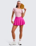 CRZ YOGA Tennis Skirts for Women Crossover High Waisted Ruffle Layered Workout Athletic Golf Skort with Pockets - Image 3