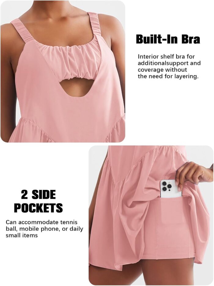 Sexyasasii Women Tennis Dress with Built in Shorts and Bra Sleeveless Casual Backless Golf Dress Athletic Dress with Pockets - Image 5
