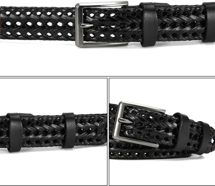 Leather Braided Belts Men Golf Belt 1 3/8" Woven Belt Casual Jeans Gift Box - Image 5