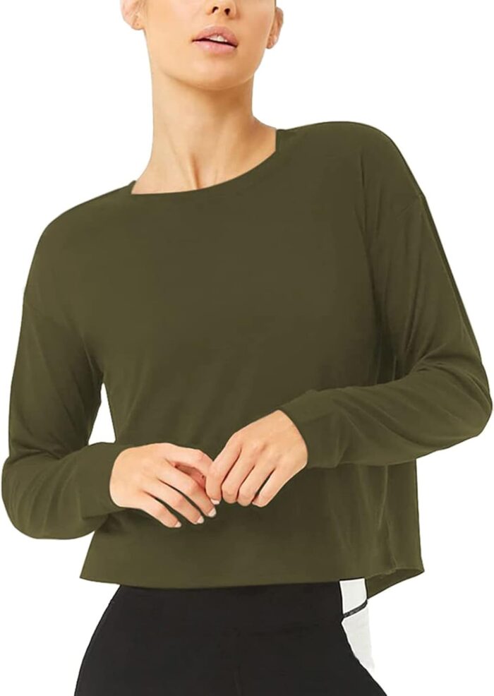 Bestisun Long Sleeve Workout Shirts Yoga Dance Tops Open Back Athletic Clothes for Women - Image 4