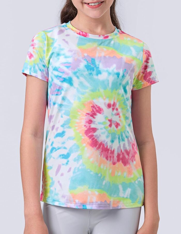 4 Pack: Youth Girls Athletic Shirts, Short Sleeve Dry Fit Apparel Tech Tshirts, Sports Activewear for Kids Teens - Image 4
