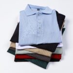Men's Stretch Knit Slim Fit Polo Shirts Casual Short Sleeve Ribbed Collar Muscle Golf Shirt - Image 6
