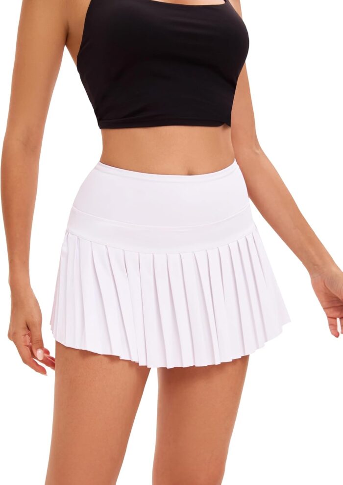 Yknktstc Women Tennis Skirt with Pocket Pleated Golf Skort Active Workout Running Athletic Shorts - Image 2