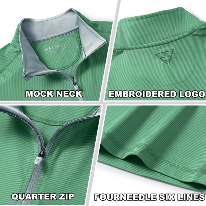 M MAELREG Quarter Zip Pullover Men Performance Dry Fit Stripe Mock Neck Midlayer Golf 1/4 Zip Pullover Mens Sweatshirt - Image 4
