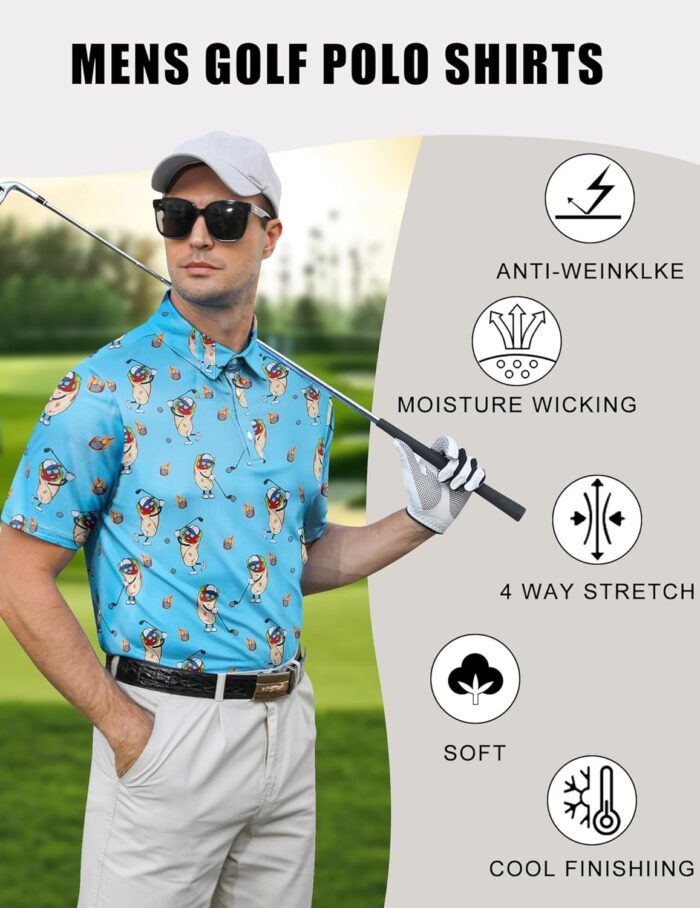 uideazone Golf Shirts for Men Dry Fit Polo Shirt Short Sleeve Moisture Wicking Golf Polos Performance Golf Tennis Shirt - Image 5