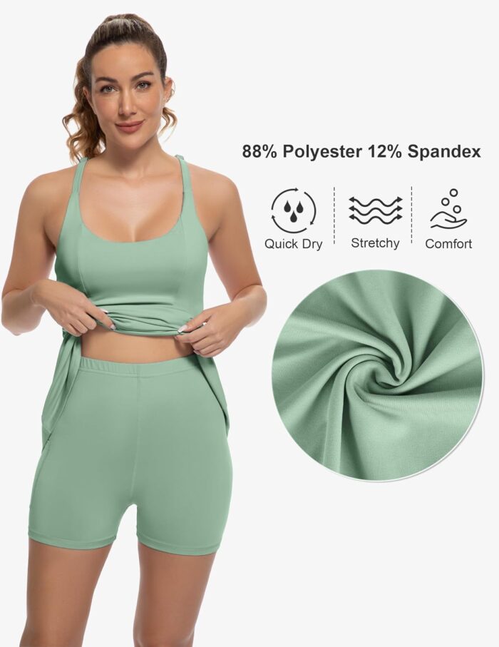 Tennis Dress for Women Athletic Golf Dress with Shorts and Pockets Backless Workout Dress with Adjustable Straps - Image 6