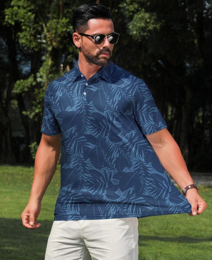 zeetoo Men's Polo Shirts Hawaiian Golf Polos Shirts Short Sleeve Performance Print Moisture Wicking Dry Fit Mens Golf Shirts - Image 3