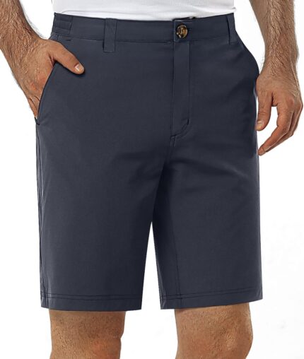 33,000ft Mens Golf Shorts 9 inch Inseam Quick Dry Elastic Waist Classic-Fit Drawstring Dress Shorts Hiking Fishing Business
