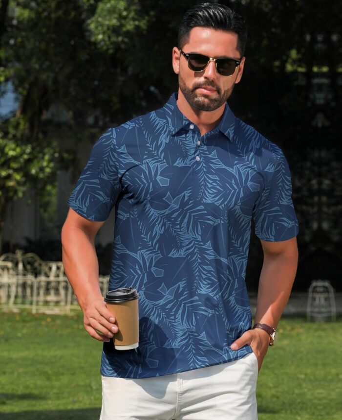 zeetoo Men's Polo Shirts Hawaiian Golf Polos Shirts Short Sleeve Performance Print Moisture Wicking Dry Fit Mens Golf Shirts - Image 7