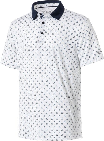 Golf Shirts for Men Dry Fit Performance Short Sleeve Print Moisture Wicking Polo Shirt