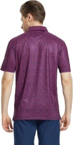 M MAELREG Mens Golf Shirt Short Sleeve Dry Fit Print Moisture Wicking Performance Patterns Collared Polo Shirt - Image 4
