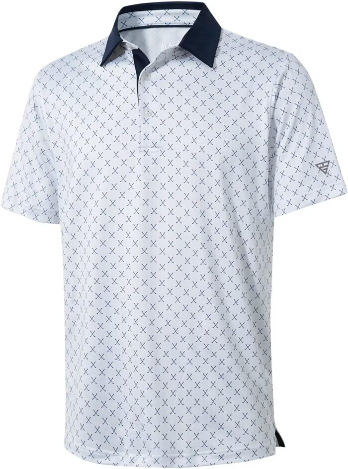 Men's Golf Polo Shirts Short Sleeve Striped Performance Moisture Wicking Dry Fit Golf Shirts for Men - Image 1