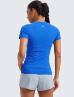 CRZ YOGA Seamless Workout Tops for Women Short Sleeve Athletic Tees Breathable Gym Running Yoga Shirts - Image 2