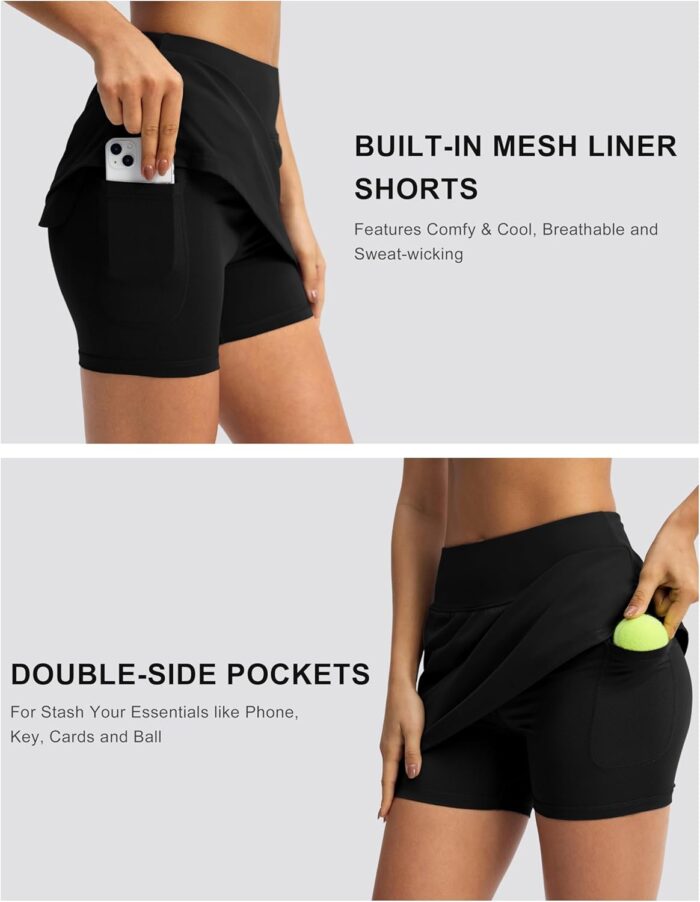 Soothfeel Golf Skorts Skirts for Women 7 Pockets High Waist Tennis Skirt with Shorts Underneath Athletic Workout Casual - Image 4