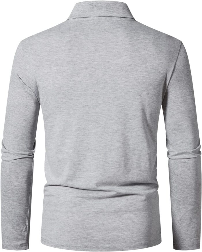 A WATERWANG Men's Long Sleeve Polo Shirts, Slim-fit Cotton Golf Polo Shirts Basic Designed - Image 3
