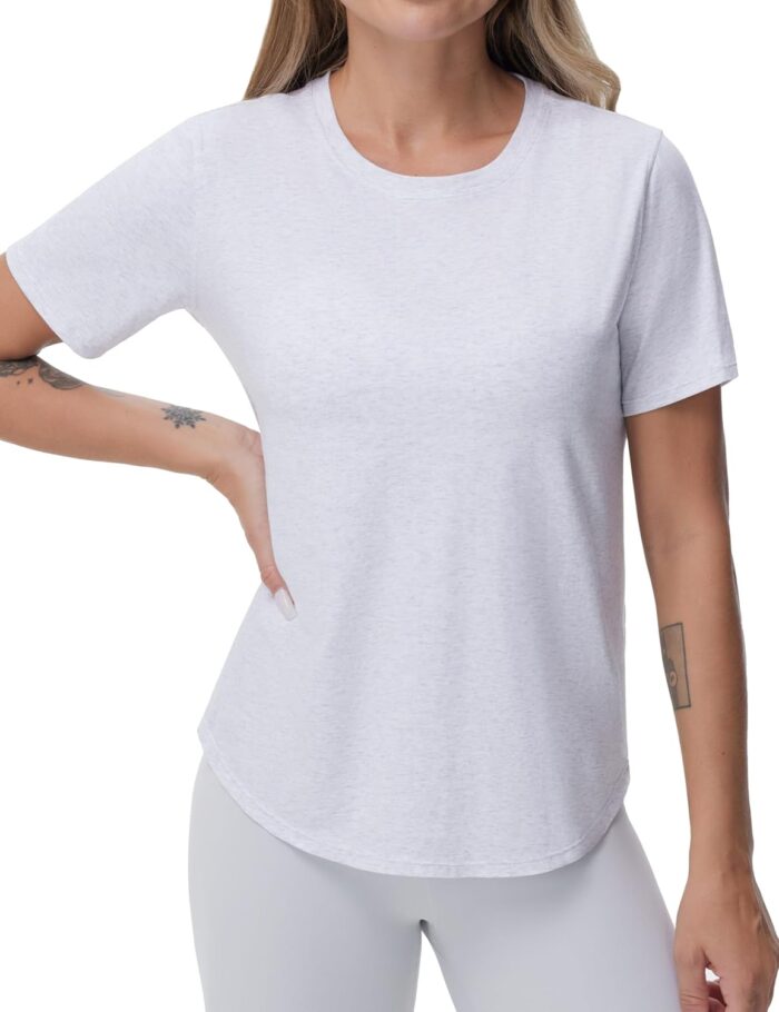 THE GYM PEOPLE Women's Workout Short Sleeve Breathable T-Shirts Athletic Yoga Tee Tops - Image 1