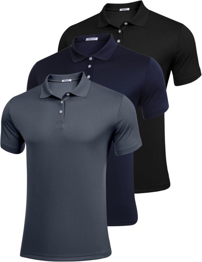 PINSPARK 1/3/4/5 Pack: Golf Polo Shirts for Men Multipacks Quick Dry Short Sleeve Collared Shirt Slim Fit Casual Polos Shirt - Image 1