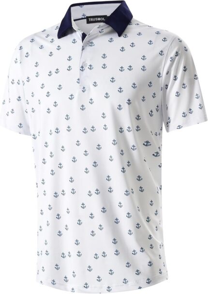 Golf Shirts for Men Dry Fit Performance Print Short Sleeve Moisture Wicking Golf Polo Shirts