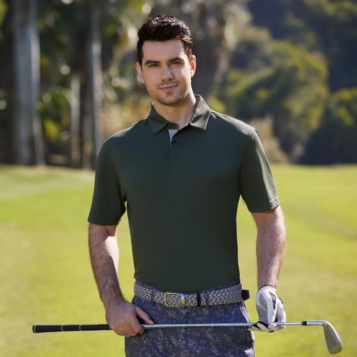 Mens Golf Shirt Short and Long Sleeve Moisture Wicking Dry Fit Performance Solid Casual Pique Golf Polo Shirts for Men - Image 3