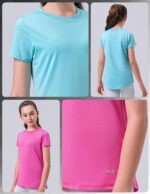 4 Pack: Youth Girls Athletic Shirts, Short Sleeve Dry Fit Apparel Tech Tshirts, Sports Activewear for Kids Teens - Image 6