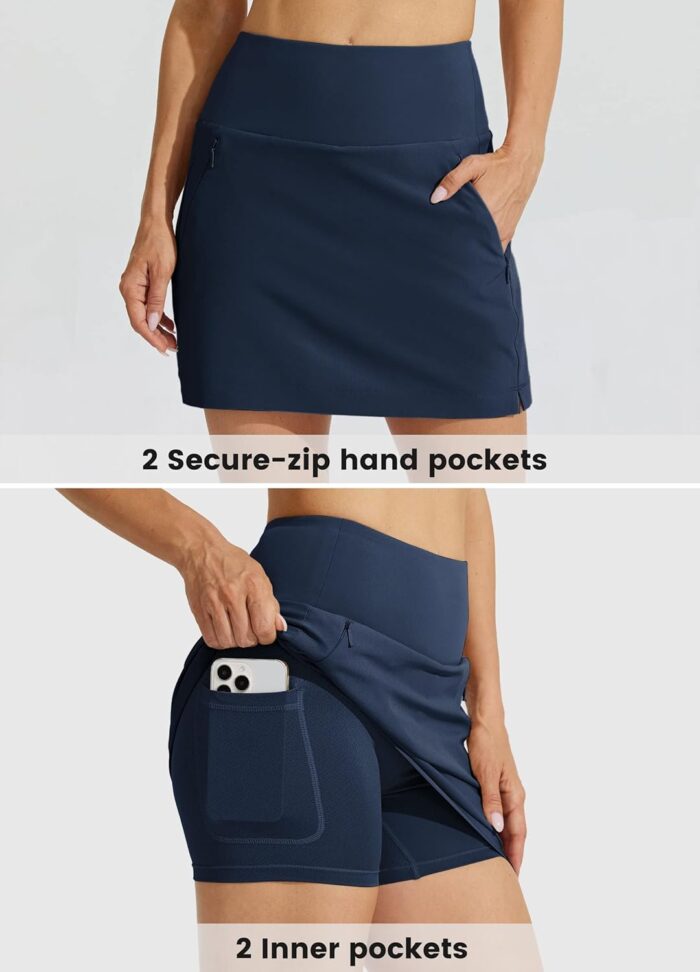 Willit Women's Golf Skirts Zipper Pockets High Waisted Stretchy Skorts Quick Dry Athletic Tennis Casual Skorts - Image 3