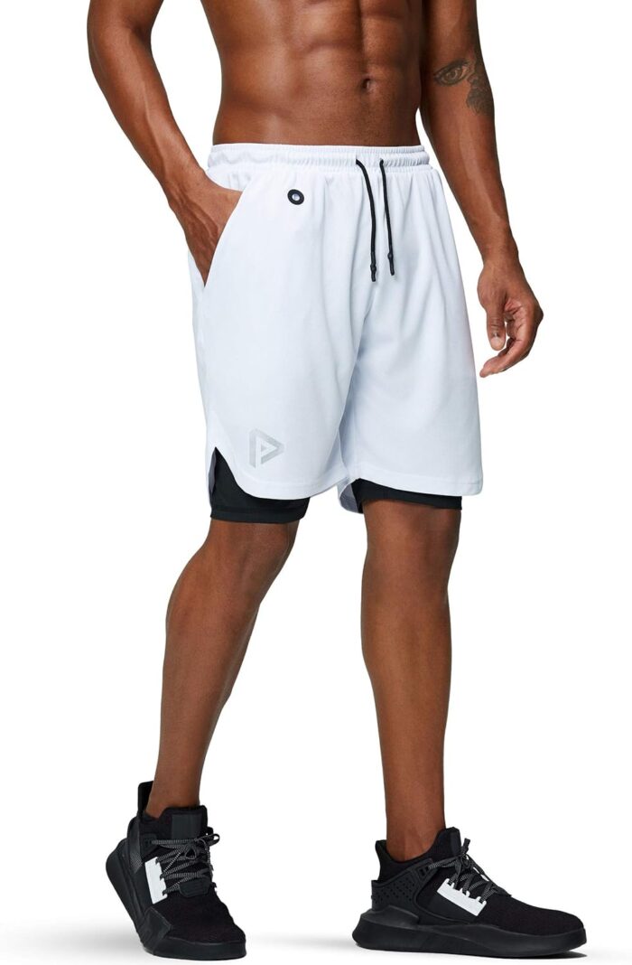Pinkbomb Men's 2 in 1 Running Shorts Gym Workout Quick Dry Mens Shorts with Phone Pocket - Image 4