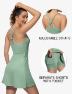 Tennis Dress for Women Athletic Golf Dress with Shorts and Pockets Backless Workout Dress with Adjustable Straps - Image 4