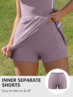 ATTRACO Tennis Dresses for Women with Shorts Pockets and Bra V Neck Racerback Golf Outfits - Image 4