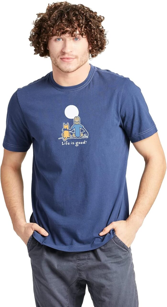 Life is Good Mens Jake and Rocket Moon Cotton Tee, Crewneck, Short Sleeve Graphic T-Shirt - Image 1