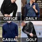 A WATERWANG Men's Long Sleeve Polo Shirts, Slim-fit Cotton Golf Polo Shirts Basic Designed - Image 6