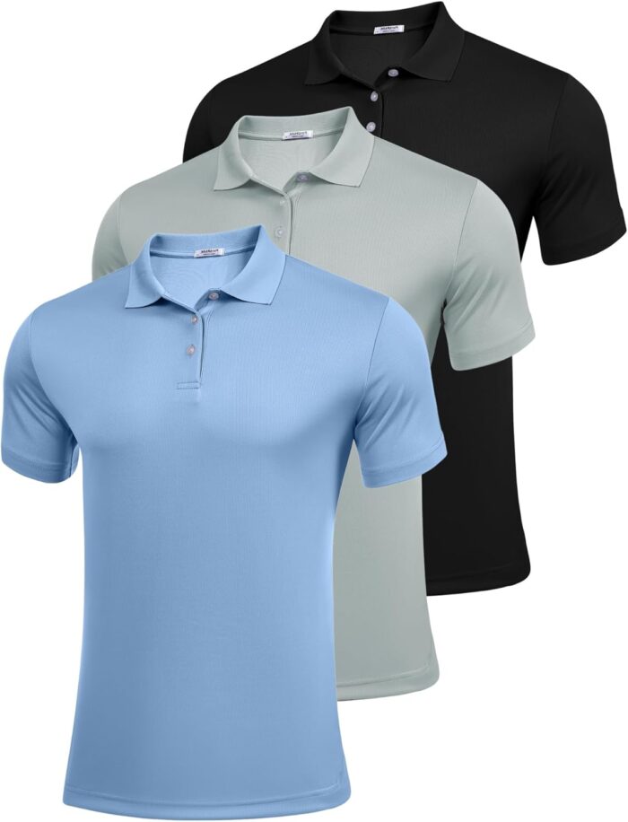 PINSPARK 1/3/4/5 Pack: Golf Polo Shirts for Men Multipacks Quick Dry Short Sleeve Collared Shirt Slim Fit Casual Polos Shirt - Image 1